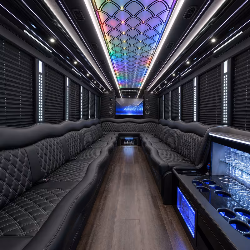 15 Passenger Party Bus Interior