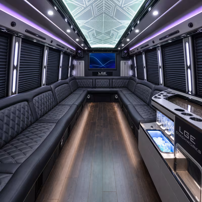 15 Passenger Party Bus Interior