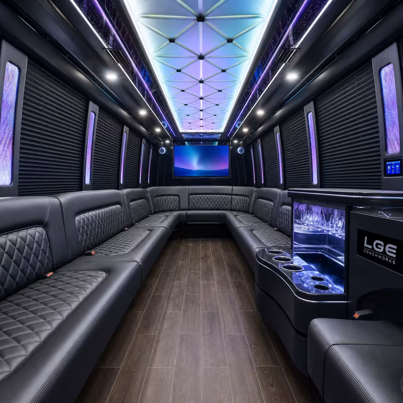18 Passenger Party Bus Interior