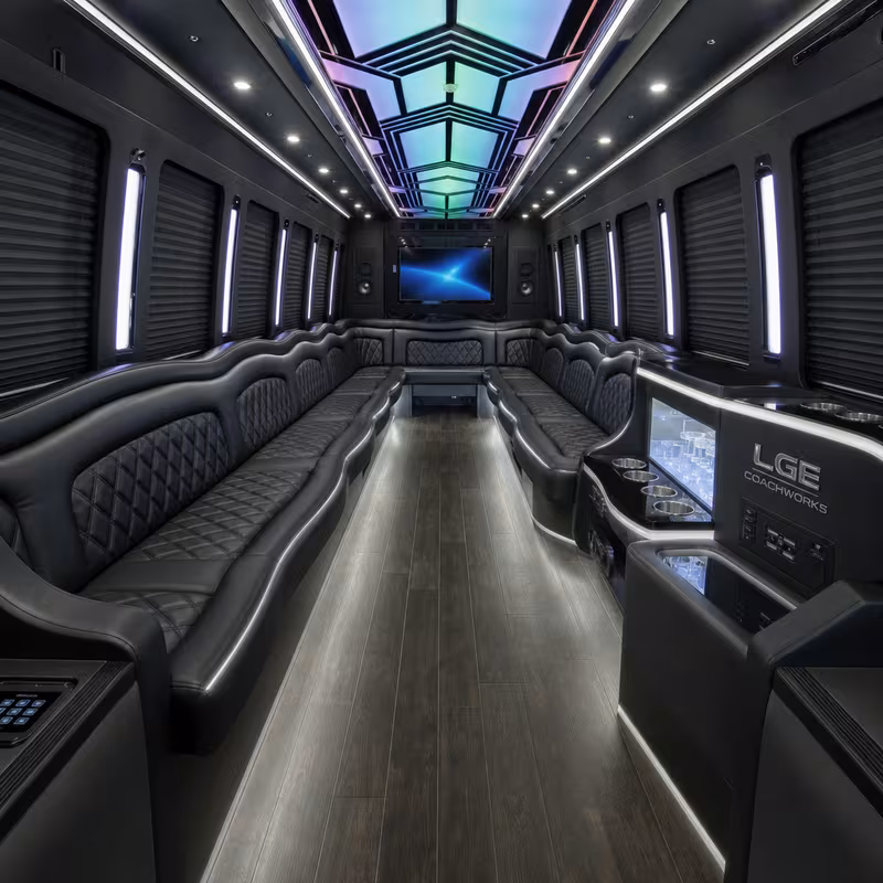 20 Passenger Party Bus Interior