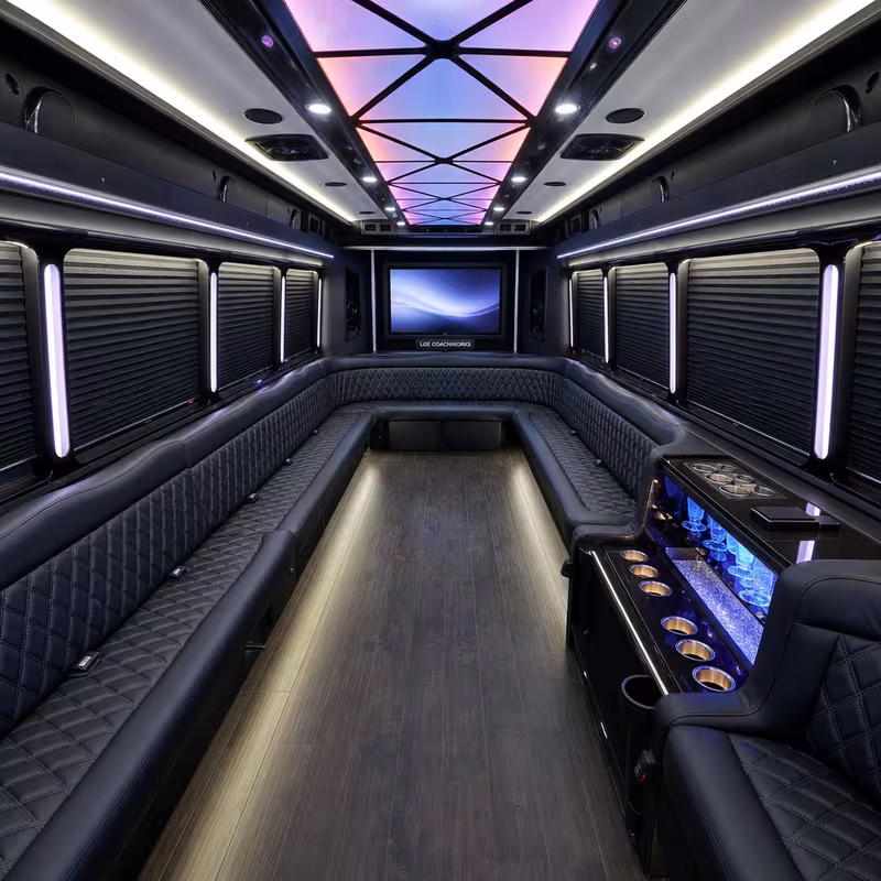 20 Passenger Party Bus Interior