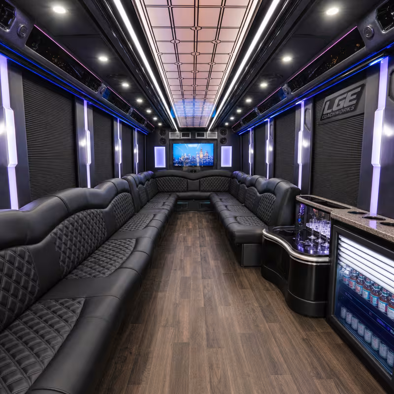 28 Passenger Party Bus Inside