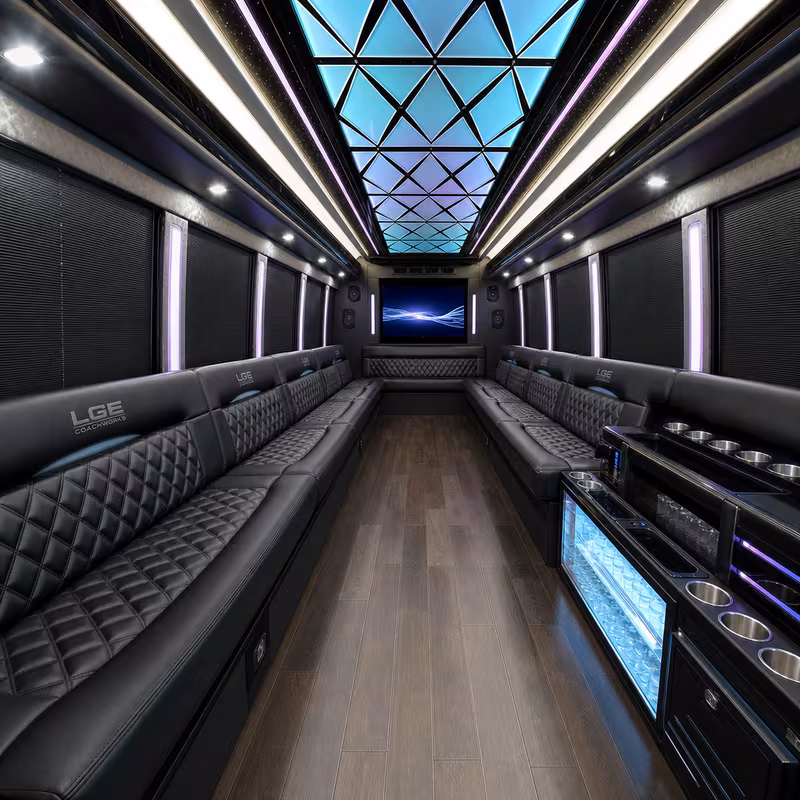28 Passenger Party Bus Interior