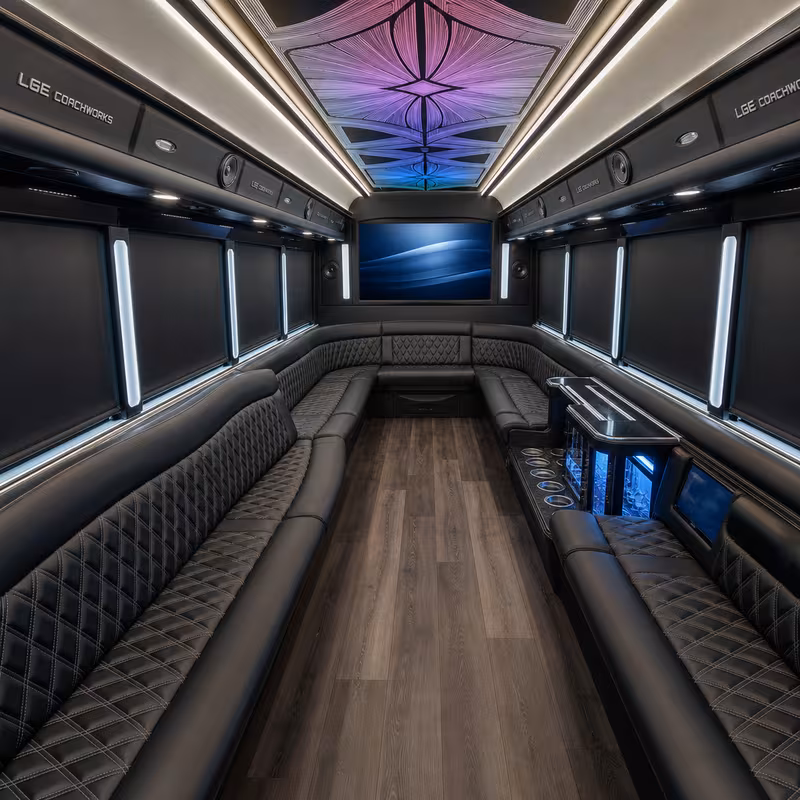 40 Passenger Party Bus Interior