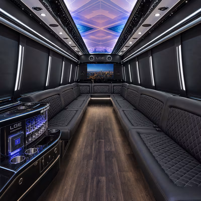 50 Passenger Party Bus Interior