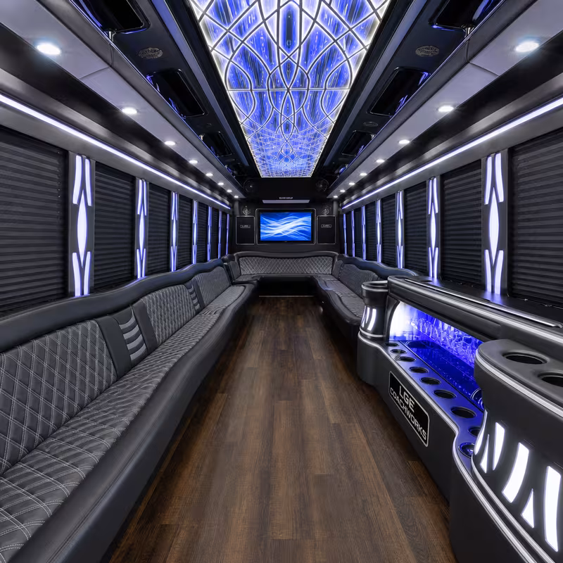 50 Passenger Party Bus Interior