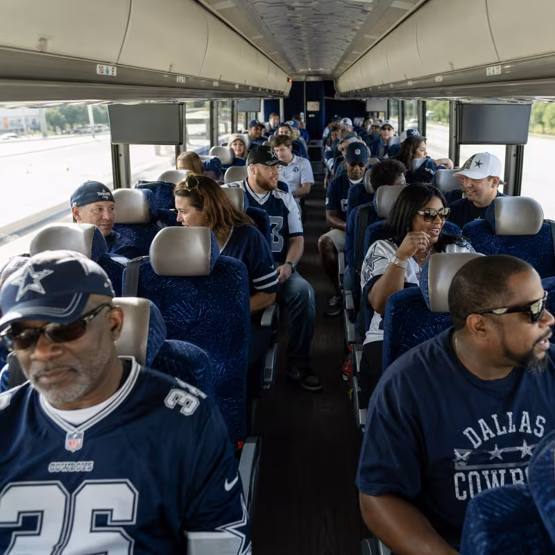 Passenger seating aboard a Dallas party bus rental