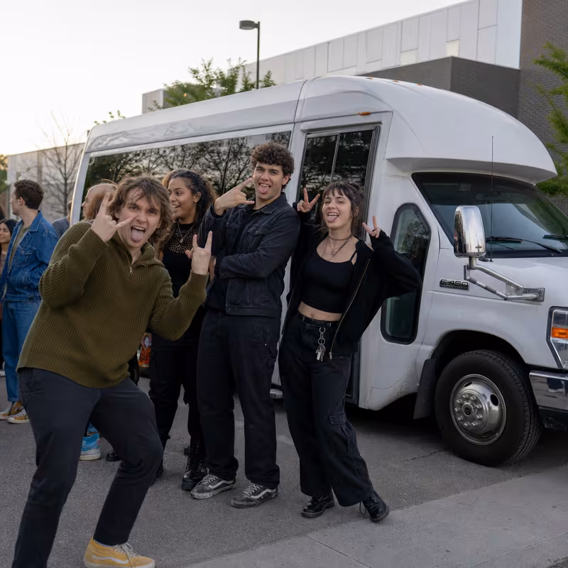 Black Mercedes Sprinter van staged for an Dallas Concert Transportation group