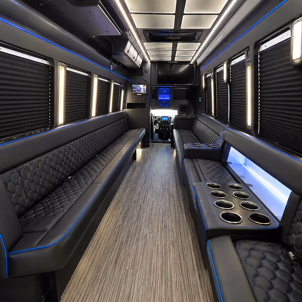 Dallas Wedding Transportation party bus interior
