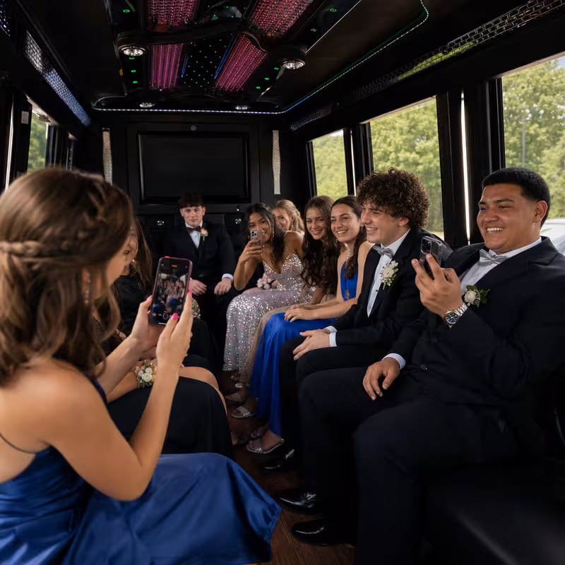 Black Mercedes Sprinter van staged for an Dallas Prom & Homecoming Transportation group