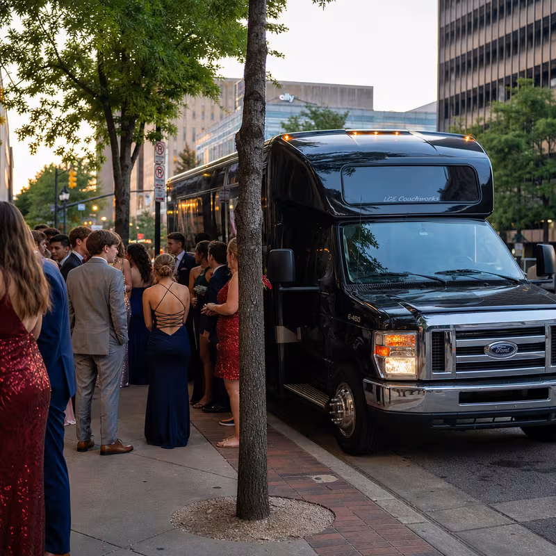 Passengers loading luggage while boarding an Dallas group shuttle